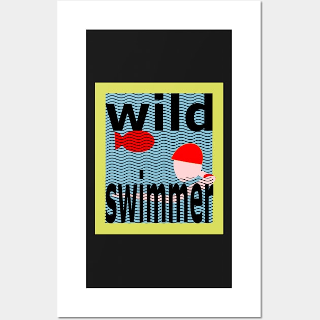 Wild Swimming Wall Art by krisevansart